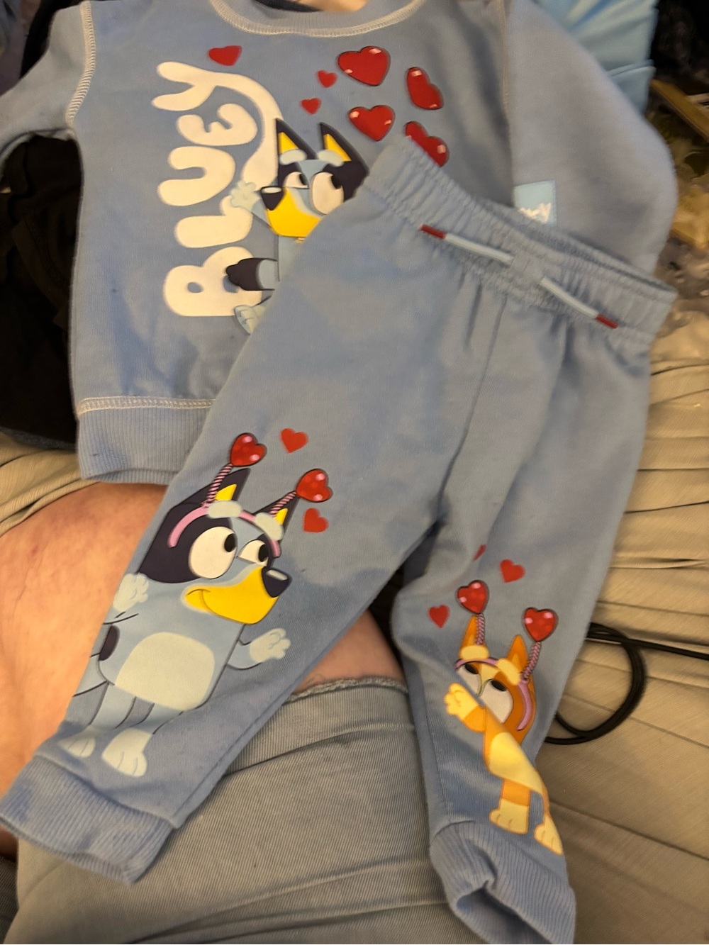 Lucy Blue Heart Puppy Sweatshirt & Pants Set